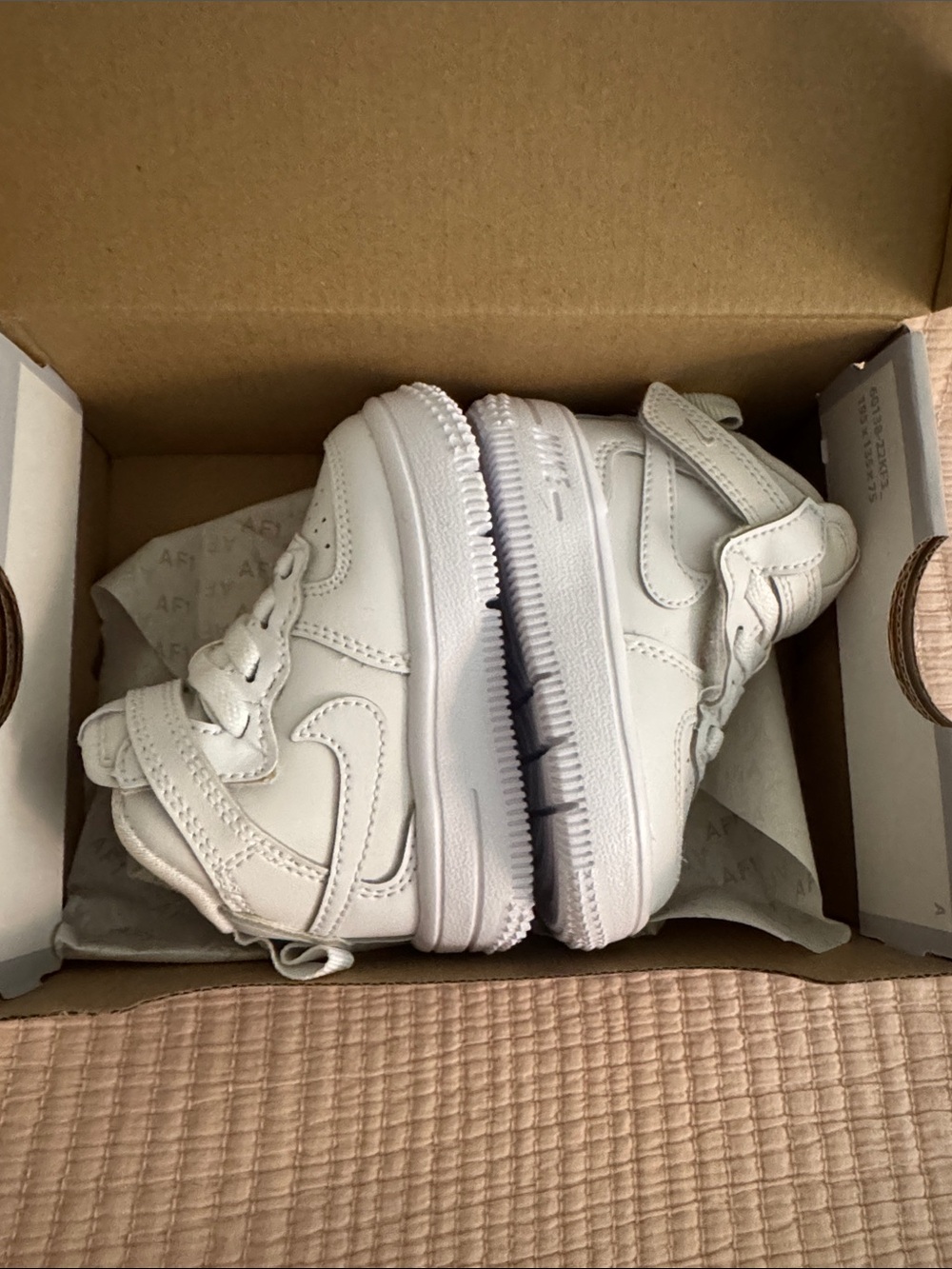 Nike Kids White High-Top Sneakers with Swoosh